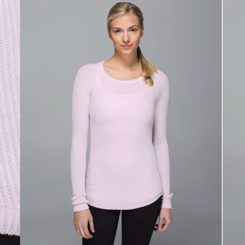 Lululemon Cabin Yogi Long Sleeve Sweater In NTBL/WHT Natural Blush NWT Size 6